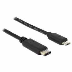 DeLOCK 0.5m, USB2.0-C/USB2.0 Micro-B, 0,5 m, Micro-USB B, USB C, USB 2.0, Mâle/Mâle, Noir