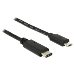 DeLOCK 0.5m, USB2.0-C/USB2.0 Micro-B câble USB 0,5 m Micro-USB B USB C Noir