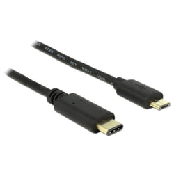 DeLOCK 2m, USB2.0-C/USB2.0 Micro-B câble USB Micro-USB B USB C Noir
