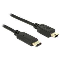 DeLOCK 2m, USB2.0-C/USB2.0 Mini-B câble USB Mini-USB B USB C Noir