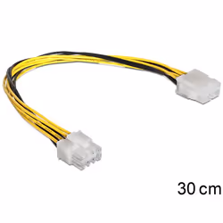 DeLOCK 83342, 0,3 m, EPS (8-pin), 8-pin EPS12V, Mâle, Femelle, Noir, Jaune