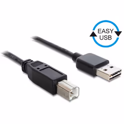 DeLOCK 2m USB 2.0 A - B m/m, 2 m, USB A, USB B, USB 2.0, Mâle/Mâle, Noir