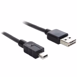DeLOCK 1m USB 2.0 A - mini USB m/m, 1 m, USB A, Mini-USB A, USB 2.0, Mâle/Mâle, Noir
