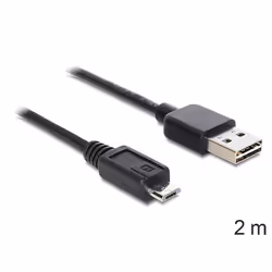 DeLOCK EASY-USB 2.0-A - USB 2.0 micro-B, 2m, 2 m, USB A, Micro-USB B, USB 2.0, Mâle/Mâle, Noir
