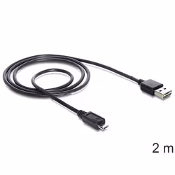 DeLOCK EASY-USB 2.0-A - USB 2.0 micro-B, 2m câble USB USB A Micro-USB B Noir