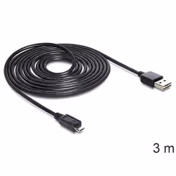 DeLOCK EASY-USB 2.0-A - USB 2.0 micro-B, 3m câble USB USB A Micro-USB B Noir