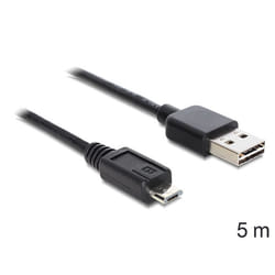 DeLOCK EASY-USB 2.0-A - USB 2.0 micro-B, 5m câble USB USB A Micro-USB B Noir