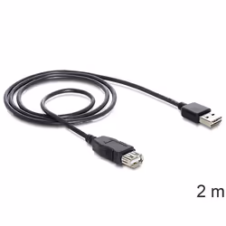 DeLOCK EASY-USB 2.0-A - USB 2.0-A, 2m, 2 m, USB A, USB A, USB 2.0, Mâle/Femelle, Noir