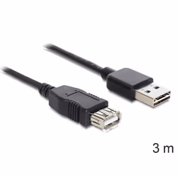 DeLOCK EASY-USB 2.0-A - USB 2.0-A, 3m câble USB USB A Noir