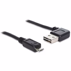DeLOCK 2m USB 2.0 A - micro-B m/m, 2 m, USB A, Micro-USB B, USB 2.0, Mâle/Mâle, Noir