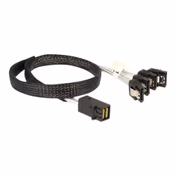 DeLOCK 83392, 0,5 m, 1 x Mini SAS HD x 4 SFF 8643, 4 x SATA 7p, Mâle/Femelle, Noir, Argent