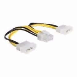 DeLOCK 83410, 0,15 m, EPS (8-pin), Molex (3-pin), Mâle, Mâle, Noir, Jaune