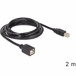DeLOCK USB2.0-B - USB2.0-B, 2m, 2 m, USB B, USB B, USB 2.0, Mâle/Femelle, Noir