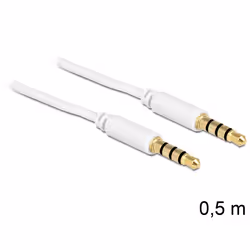 DeLOCK 3.5mm - 3.5mm, 0.5m, 3,5mm, Mâle, 3,5mm, Mâle, 0,5 m, Blanc