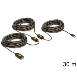 DeLOCK 30m, USB2.0 - USB2.0 câble USB USB A Noir