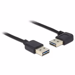 DeLOCK 5m USB 2.0 A m/m 90°, 5 m, USB A, USB A, USB 2.0, Mâle/Mâle, Noir