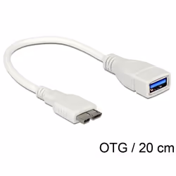 DeLOCK 0.2m, Micro USB3.0-B - USB3.0-A, 0,2 m, Micro-USB B, USB A, USB 3.2 Gen 1 (3.1 Gen 1), Mâle/Femelle, Blanc