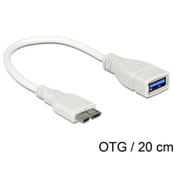 DeLOCK 0.2m, Micro USB3.0-B - USB3.0-A câble USB 0,2 m USB 3.2 Gen 1 (3.1 Gen 1) Micro-USB B USB A Blanc