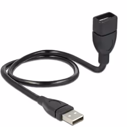 DeLOCK 50cm USB 2.0, 0,5 m, USB A, USB A, USB 2.0, Mâle/Femelle, Noir