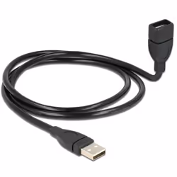 DeLOCK 1m USB 2.0, 1 m, USB A, USB A, USB 2.0, Mâle/Femelle, Noir