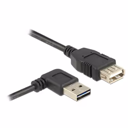 DeLOCK 1m, USB 2.0-A - USB 2.0-A, 1 m, USB A, USB A, USB 2.0, Mâle/Femelle, Noir