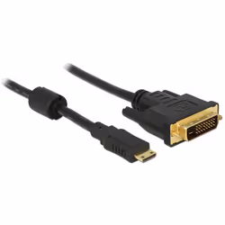 DeLOCK 1m mini-HDMI/DVI, 1 m, Mini-HDMI, DVI-D, Mâle, Mâle, Or