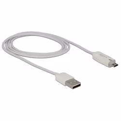 DeLOCK 1m USB 2.0, 1 m, USB A, Micro-USB B, USB 2.0, Mâle/Mâle, Blanc