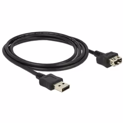 DeLOCK 2m 2xUSB2.0-A, 2 m, USB A, USB A, USB 2.0, Mâle/Femelle, Noir