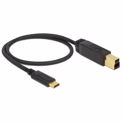 DeLOCK 83674, 0,5 m, USB C, USB B, USB 3.2 Gen 2 (3.1 Gen 2), 10000 Mbit/s, Noir