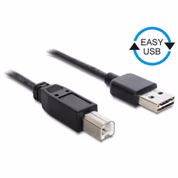 DeLOCK 0.5m, USB2.0-A/USB2.0-B, 0,5 m, USB A, USB B, USB 2.0, Mâle/Mâle, Noir