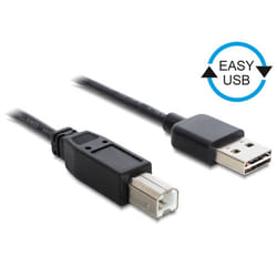 DeLOCK 0.5m, USB2.0-A/USB2.0-B câble USB 0,5 m USB A USB B Noir