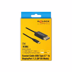 DeLOCK 83710 câble vidéo et adaptateur 2 m USB Type-C DisplayPort Noir