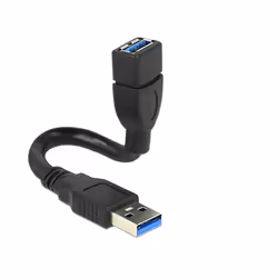 DeLOCK 0.15m 2xUSB3.0-A, 0,15 m, USB A, USB A, USB 3.2 Gen 1 (3.1 Gen 1), Mâle/Femelle, Noir