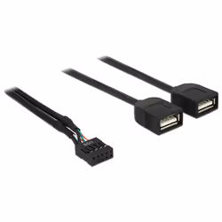 DeLOCK 83823, 0,4 m, 2 x USB A, USB 2.0, Femelle/Femelle, 480 Mbit/s, Noir
