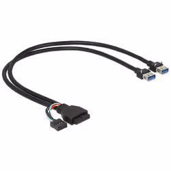 DeLOCK 0.45m USB 3.0 pin + USB 2.0 pin / 2 x USB 3.0 A, 0,45 m, 2 x USB A, 2.0/3.2 Gen 1 (3.1 Gen 1), Femelle/Femelle, 5000 M ...