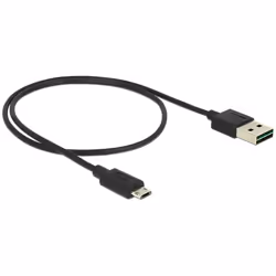 DeLOCK 83845, 0,5 m, USB A, Micro-USB B, USB 2.0, Noir