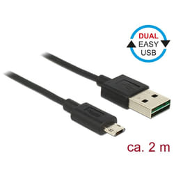 DeLOCK 83850 câble USB 2 m USB 2.0 USB A Micro-USB B Noir