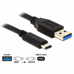 DeLOCK 1m USB3.1-C/USB3.1-A câble USB USB 3.2 Gen 2 (3.1 Gen 2) USB A USB C Noir