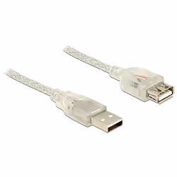 DeLOCK 83883, 2 m, USB A, USB A, USB 2.0, Mâle/Femelle, Transparent