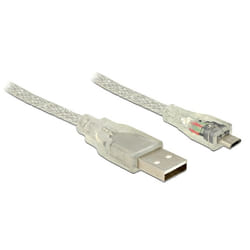 DeLOCK 1m, USB2.0-A/USB2.0 Micro-B câble USB USB A Micro-USB B Transparent