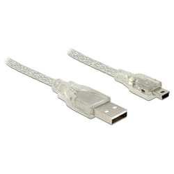 DeLOCK 1m, USB2.0-A/USB2.0 Mini-B câble USB USB A Mini-USB B Transparent
