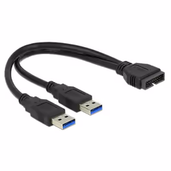 DeLOCK 0.25m USB3.0/2xUSB3.0, 0,25 m, 2 x USB A, USB 3.2 Gen 1 (3.1 Gen 1), Mâle/Mâle, 5000 Mbit/s, Noir
