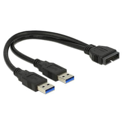 DeLOCK 0.25m USB3.0/2xUSB3.0 câble USB 0,25 m USB 3.2 Gen 1 (3.1 Gen 1) 2 x USB A Noir