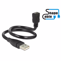 DeLOCK 0.35m, USB2.0-A/USB2.0 Micro-B, 0,35 m, USB A, Micro-USB B, USB 2.0, Mâle/Femelle, Noir