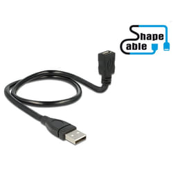 DeLOCK 0.5m, USB2.0-A/USB2.0 Micro-B câble USB 0,5 m USB A Micro-USB B Noir
