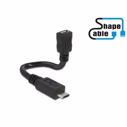 DeLOCK 0.15m, 2xUSB2.0 Micro-B, 0,15 m, Micro-USB B, Micro-USB B, USB 2.0, Mâle/Femelle, Noir
