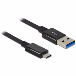DeLOCK 1m USB 3.1 Gen 2 Type-C/Type-A, 1 m, USB A, USB C, USB 3.2 Gen 2 (3.1 Gen 2), Mâle/Mâle, Noir
