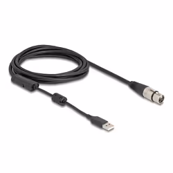 DeLOCK 84178, XLR (3-pin), Femelle, USB Type-A, Mâle, 3 m, Noir, Argent