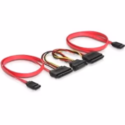 DeLOCK SATA All-in-One cable for 2x HDD, 0,5 m, Rouge