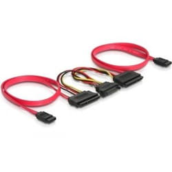 DeLOCK SATA All-in-One cable for 2x HDD câble SATA 0,5 m Rouge